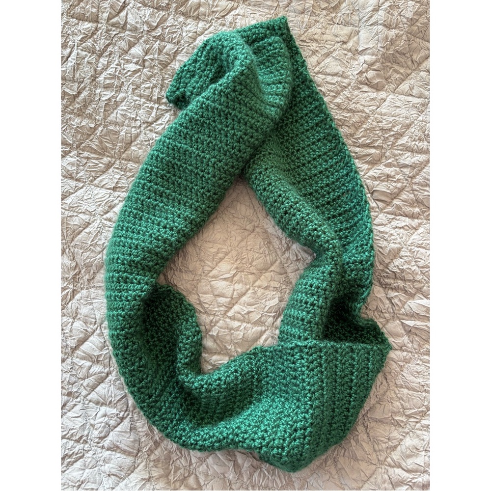 Handmade Green Crocheted Scarf